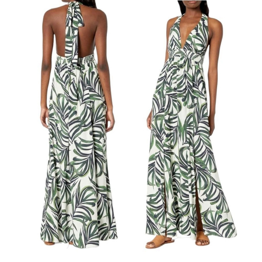 Show Me Your Mumu Sleeveless Halter Summer Maxi Dress in Peruvian Palm XS NWT